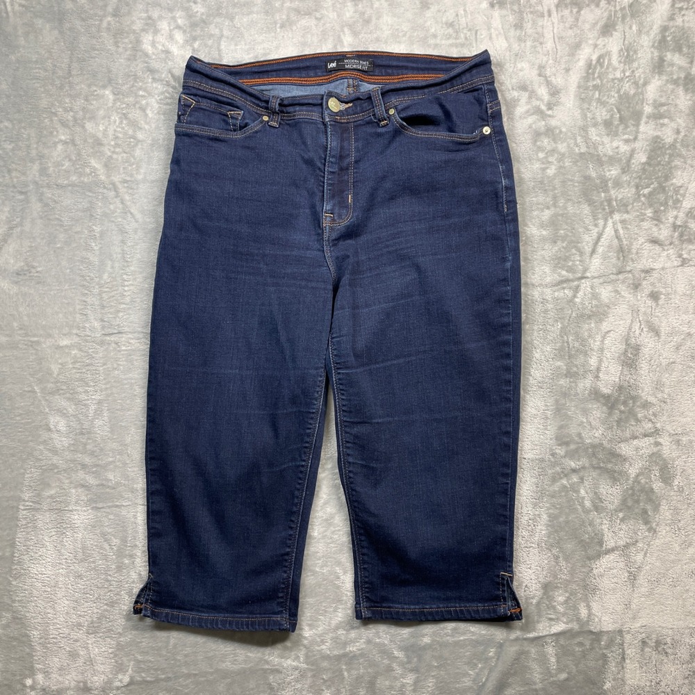 Lee Modern Series Capri Jeans Womens 8 Medium Dark Blue Midrise Stretch Cropped